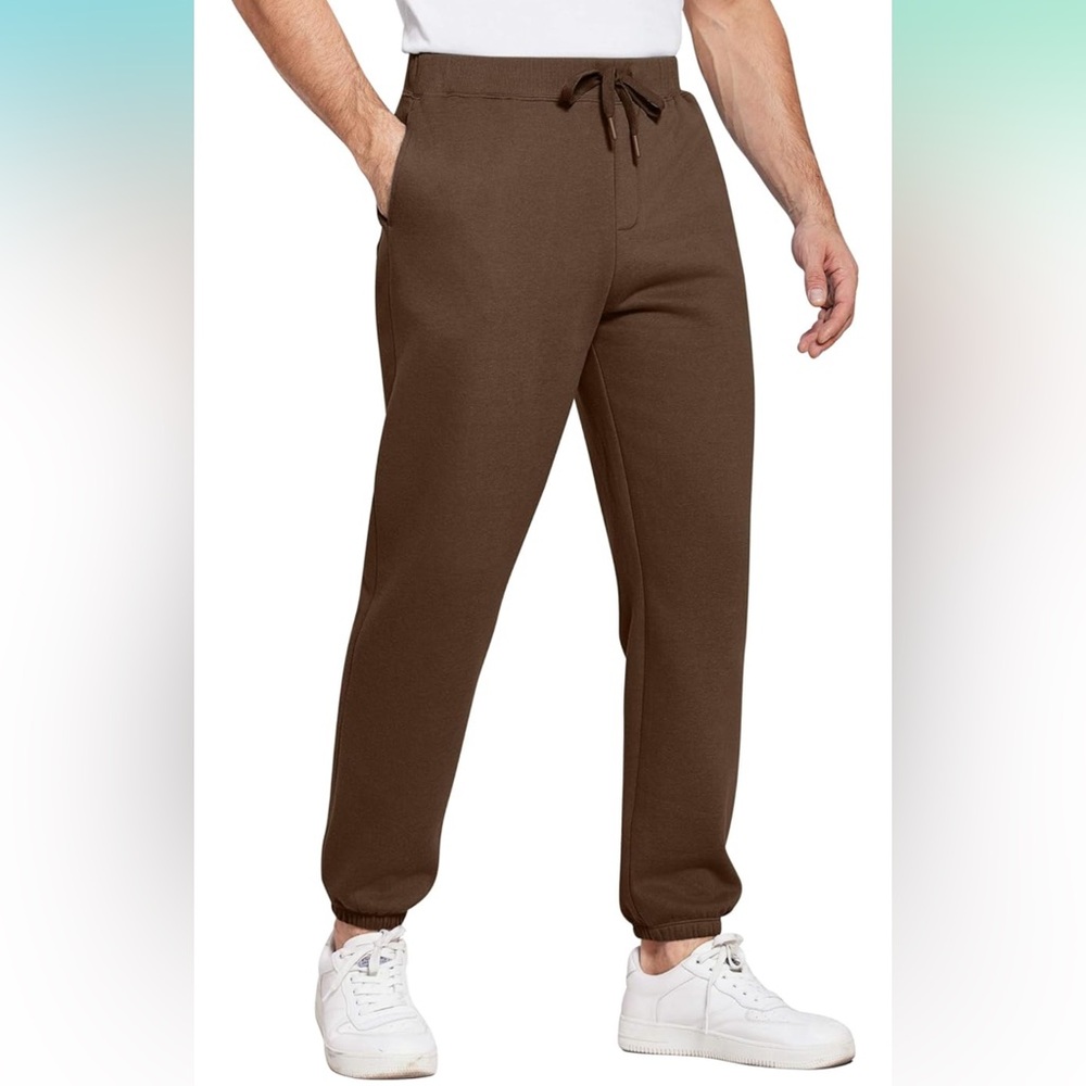 Men's Brown Fleece Cuffed Sweatpants